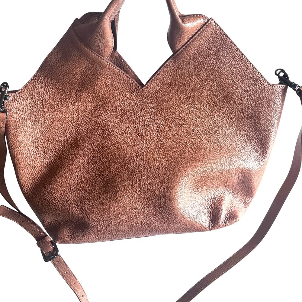 Woven Leather Hobo Bag in Mauve Brown - Picture 4 of 11